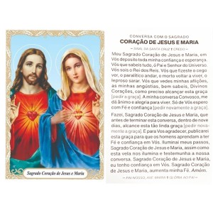 OG41810P100 - Oração Sagrado Coração de Jesus e Maria c/ 100un. - 9,5x6,5cm