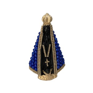 IM100226 - Imagem N. Sra. Aparecida c/ Pérola Azul e Strass - 14,5x8,5cm