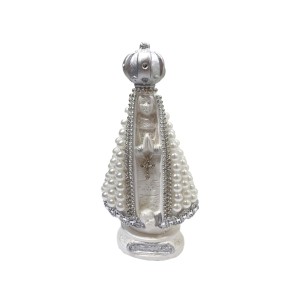 IM100250 - Imagem N. Sra. Aparecida c/ Pérola Branca e Strass - 16,5x7cm