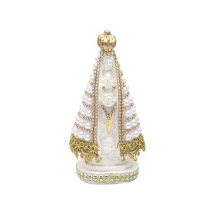 IM100303 - Imagem N. Sra. Aparecida c/ Pérola Branca e Strass - 15,5x7,5cm