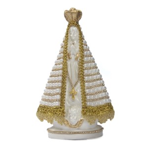 IM100308 - Imagem N. Sra. Aparecida c/ Pérola Branca e Strass - 24x16cm