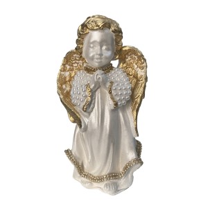 IM721050 - Imagem Anjo c/ Pérola Branca e Strass - 21x12cm