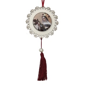 AO4101527 - Adorno Santa Rita de Cássia MDF Branco Resinado - 22x9,7cm