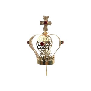 CS3121 - Coroa com Strass Vermelha p/ Imagem de Nossa Senhora (nº3) - 7,7x4,5cm Diâmetro 2cm