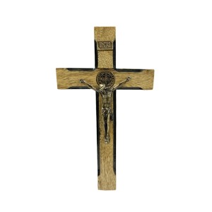 CW760175 - Crucifixo de Parede São Bento Madeira - 23x13cm (3142)