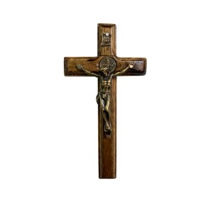 CW760123 - Crucifixo de Parede São Bento Madeira - 12x6,5cm (1948)
