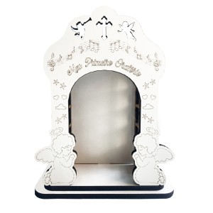 OT727200 - Oratório de Madeira Branca - 21,5x17cm