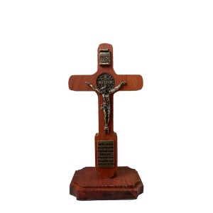 CU760638 - Crucifixo de Mesa São Bento Madeira - 14,5x7,3cm (460)