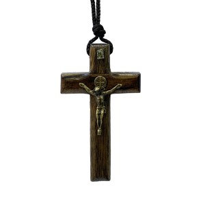 CC360370 - Cordão c/ Crucifixo Madeira São Bento - 38cm