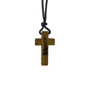 CC370800 - Cordão c/ Cruz PX Madeira - 36,2cm