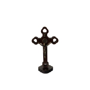CU761341 - Crucifixo de Mesa São Bento Madeira - 8,5x4,5cm