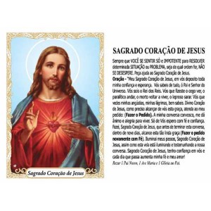 OP141404P100 - Oração Sagrado Coração de Jesus c/ 100un. - 6x4cm