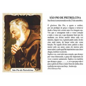 OP141429P100 - Oração São Padre Pio de Pietrelcina c/ 100un. - 6x4cm