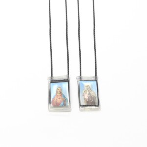 ES149002 - Escapulário N. Sra. Do Carmo e Sagrado Coração de Jesus Plástico c/ Tecido - 66x1,3cm