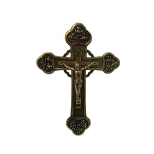 CW830300 - Crucifixo Parede Metal Ouro Velho - 17,5x13cm