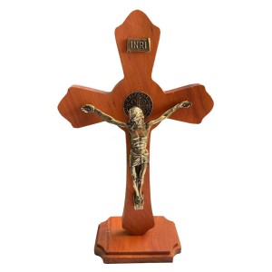 CU760665 - Crucifixo de Mesa São Bento Madeira - 35x20cm (480)