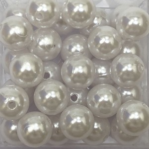 CTM1070050P50G - Contas Bolinhas Pérola Branca c/ 50 gramas - 14mm