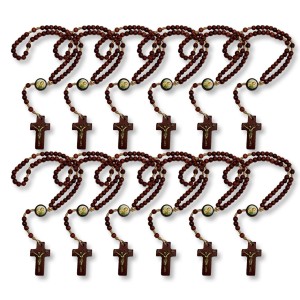 TE941404P12 - Terço São José Madeira c/ 12un. - 24cm