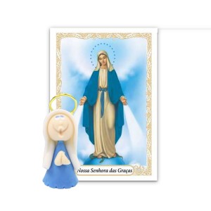 ST16002 - Mini Santinha N. Sra. das Graças de Biscuit c/ Oração