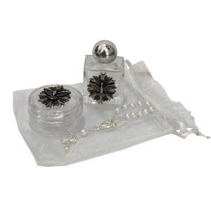 KT750300 - Kit Divino Espírito Santo c/ Caixinha, Dezena e Garrafa de Água Benta - 10ml