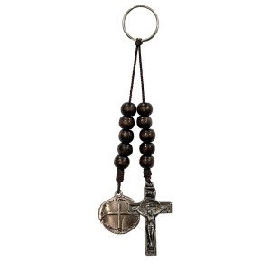 CH7602000 - Chaveiro Duas Cruzes Dezena Madeira - 14x2,6cm