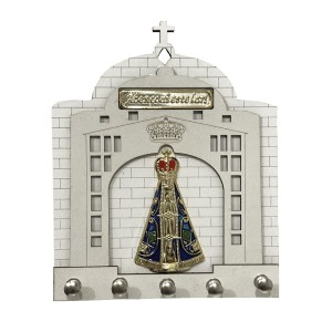 PC381200 - Porta Chaves N. Sra. Aparecida MDF Branco - 18x15cm