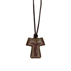 CC1483120 - Cordão c/ Tau São Francisco de Assis Madeira - 32,5x4cm
