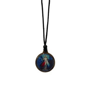 CP1374220 - Cordão c/ pingente Jesus Misericordioso e Santa Faustina Resinado - 31x2,7cm