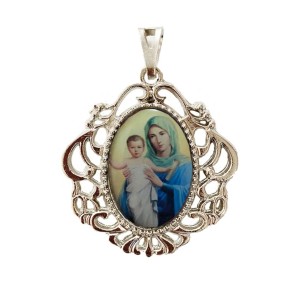 MD129120 - Medalha N. Sra. Rainha dos Apóstolos Camafeu Níquel - 5,5x4,2cm