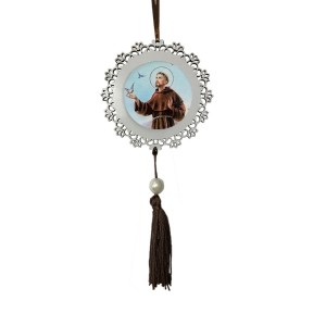 AO4101608 - Adorno São Francisco de Assis MDF Branco Resinado - 22x9,7cm