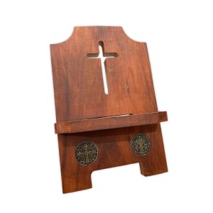PB7650 - Porta Bíblia Madeira c/ Medalha de São Bento - 29x19cm