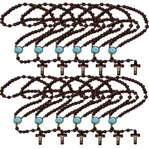 TE940017P12 - Terço N. Sra. De Fátima Madeira c/ 12un. - 37cm