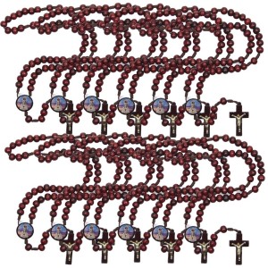 TE940021P12 - Terço N. Sra. De Fátima Madeira c/ 12un. - 37cm