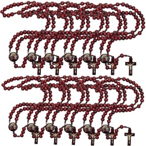 TE940096P12 - Terço N. Sra. Desatadora dos Nós Madeira c/ 12un. - 37cm