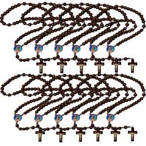 TE940115P12 - Terço N. Sra. Rainha da Paz Madeira c/ 12un. - 37cm