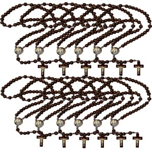 TE940140P12 - Terço N. Sra. De Lourdes Madeira c/ 12un. - 37cm