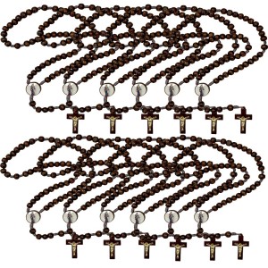 TE940190P12 - Terço Maria Passa Na Frente Madeira c/ 12un. - 37cm