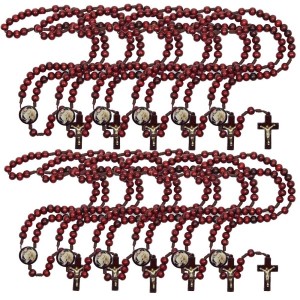 TE940301P12 - Terço Santa Rita de Cássia Madeira c/ 12un. - 37cm