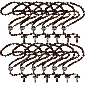 TE940330P12 - Terço Santa Dulce dos Pobres (Irmã Dulce) Madeira c/ 12un. - 37cm