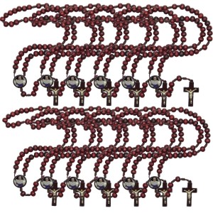 TE940331P12 - Terço Santa Dulce dos Pobres (Irmã Dulce) Madeira c/ 12un. - 37cm