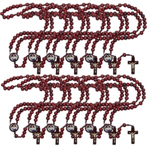 TE940334P12 - Terço Santa Dulce dos Pobres (Irmã Dulce) Madeira c/ 12un. - 37cm