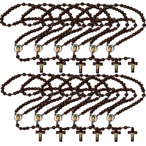 TE940350P12 - Terço Santa Josefina Bakhita Madeira c/ 12un. - 37cm