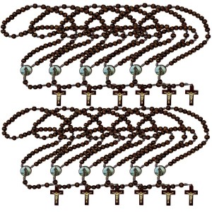 TE940425P12 - Terço São Francisco de Assis Madeira c/ 12un. - 37cm