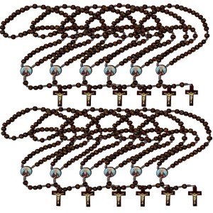 TE940430P12 - Terço São Bento Madeira c/ 12un. - 37cm