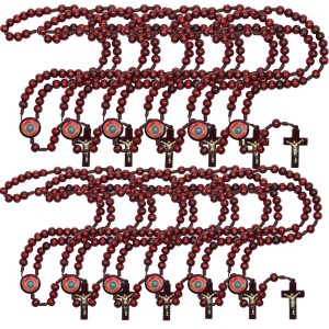 TE940900P12 - Terço Divino Espírito Santo Madeira c/ 12un.  - 37cm