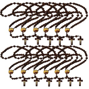 TE940457P12 - Terço São Frei Galvão Madeira c/ 12un. - 37cm