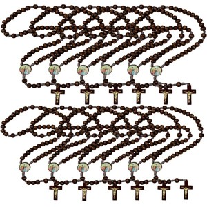 TE940477P12 - Terço São João Batista Madeira c/ 12un. - 37cm