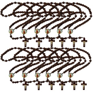 TE940480P12 - Terço São João Batista Madeira c/ 12un. - 37cm