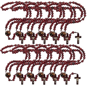 TE940486P12 - Terço São João Evangelista Madeira c/ 12un. - 37cm