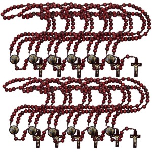 TE940496P12 - Terço São Peregrino Madeira c/ 12un. - 37cm